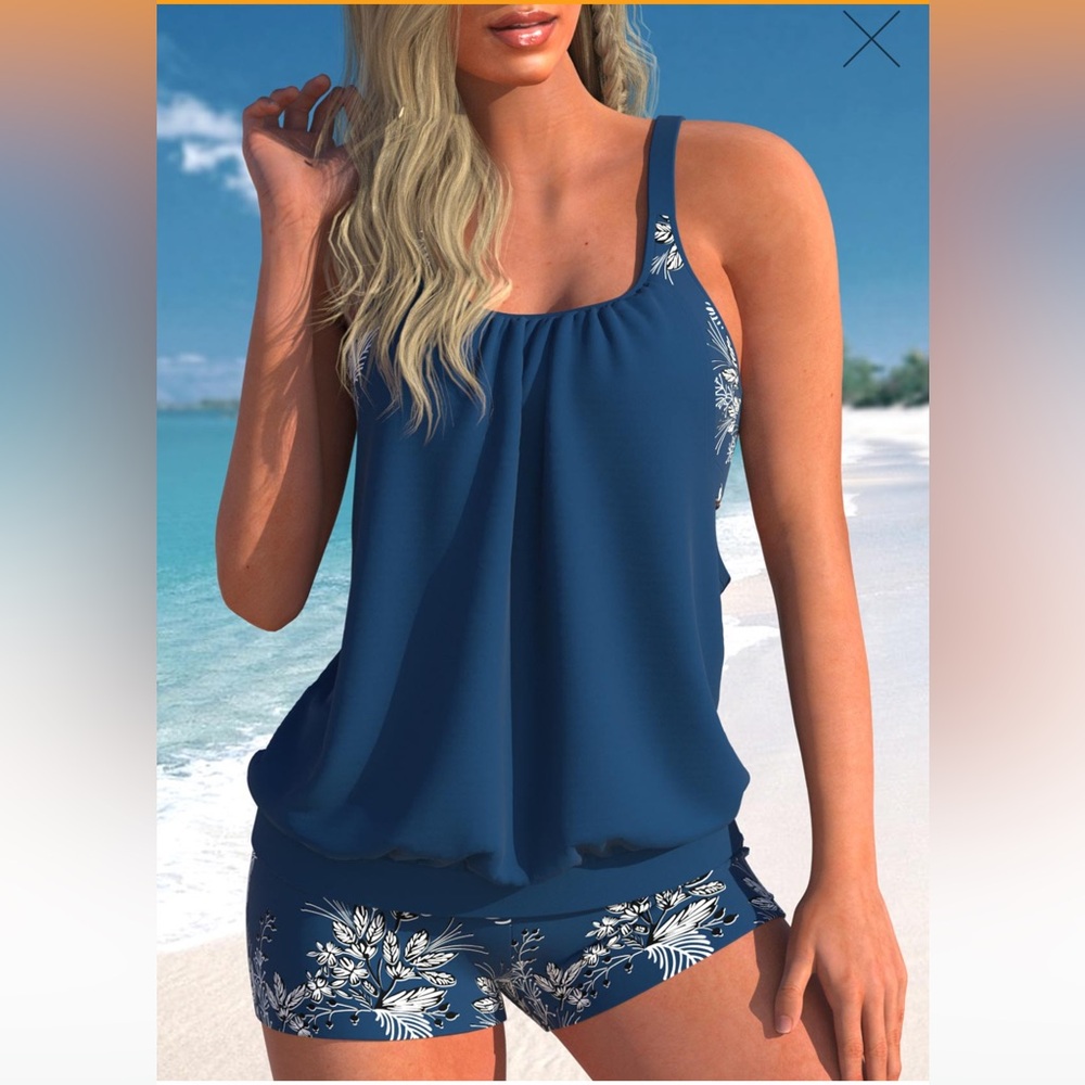 Cut Out High Waisted Floral Print Tankini Set Brand New from Modlilly